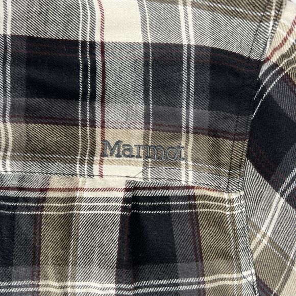Marmot Sz Mens L Flannel Long-Sleeve Button-Down Casual Shirt Black Brown Plaid - Picture 8 of 15
